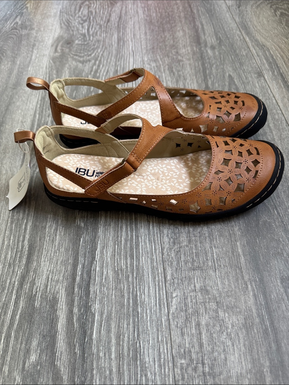 JBU Tan Laser-Cut Strap Flats